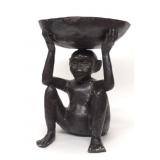 Patinated Bronze Monkey Holding Bowl Sculpture