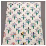 57x73' 1940s Bridal Bouquet Nosegay Quilt