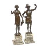 Hans Keck Pair of Bronze Woman & Man Sculpture