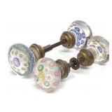 Two Antique Millefiori Art Glass Door Knobs