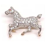 Platinum & 18K 1.37ctw Diamond Horse Brooch / Pin