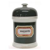 Green 19th C. Ceramic Apothecary Pharmacy Jar