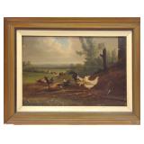 JL Van Leemputten Oil on Board Chicken Painting