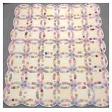 70x82' 1930s Double Wedding Ring Quilt