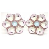 Pair of Majolica Porcelain Oyster Plates