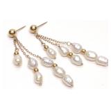14K Gold Freshwater Pearl Drop Earrings