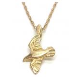 14K Yellow Gold Seagull Pendant & 14K Chain 17'L