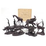 6 African Wildlife Bronze Sculptures Franklin Mint