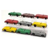 (9) 1950s Line Mar Tin Friction Toy Cars (Japan)