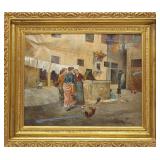 Pasquale Ruggiero Oil on Canvas Village Painting