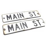 Pair Main St Porcelain Embossed Street Signs 24'