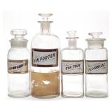 4 Apothecary Label Under Glass Drug Store Bottles