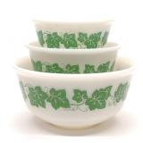 3 Vintage Atlas Hocking Ivy Nesting Mixing Bowls
