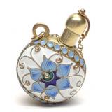 Russian Sterling Silver & Cloisonne Perfume Bottle
