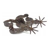 Pair of Antique Mexican Silver Inlaid Charro Spurs
