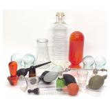 Vintage Medical Cupping Cups, Atomizers, IV Bottle