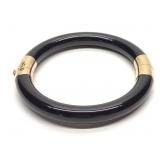 Gump's 14K Gold & Black Jade Bangle Bracelet