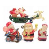 4 Vintage Windup Celluloid Christmas Toys