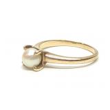 14K Yellow Gold Solitaire 6mm Pearl Ring sz 6.5