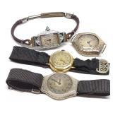 4 Antique 14K Gold Ladies Watches (Incl. Diamonds)