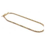 18K Yellow Gold Rope Chain (2mm) Bracelet 7'L