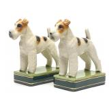 Pair of Takahashi Fox Terrier Dog Ceramic Bookends