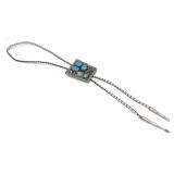 Mexico Sterling Silver & Turquoise Bolo Tie