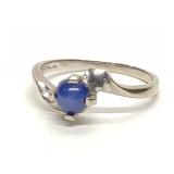 14K White Gold Cabochon Star Sapphire Ring sz 6