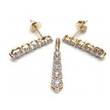 10K Yellow Gold 0.3ctw Earrings & Pendant Set