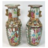 CHINESE FAMILLE ROSE BALUSTER VASES
