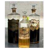 TRIO OF APOTHECARY BOTTLES - MYSTERY LIQUIDS