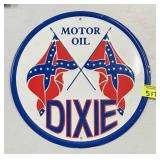 DIXIE MOTOR OIL EMBOSSED TIN SIGN