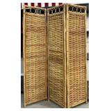 THREE SECTION RATTAN ROOM SCREEN