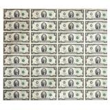 1995 U.S. $2 UNCUT SHEET