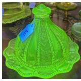 URANIUM VASELINE HOLLY COVERED BUTTER DISH