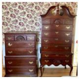 MAHOGANY HIGH BOY AND CHEST OF DRAWERS