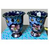 ITALIAN RUFFLED RIM HP VASES