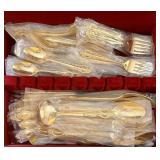 GOLD PLATED FLATWARE SERVICE WITH BOX