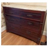 ANTIQUE MARBLE TWO OVER TWO CABINET