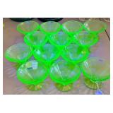 FEDERAL URANIUM VASELINE GLASS SHERBERTS
