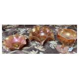 TRIO OF MARIGOLD CARNIVAL GLASS