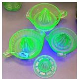 URANIUM VASELINE GLASS JUICERS