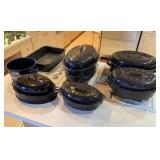 LOT OF ENAMEL COOKING WARES