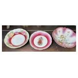 TRIO CRANBERRY PORCELAIN BOWLS