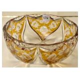 BOHEMIAN AMBER CUT TO CLEAR BOWL