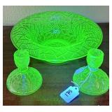 IMPERIAL GLASS - URANIUM VASELINE GLASS - TREE OF