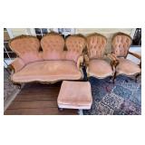 VICTORIAN PARLOR SOFA  AND CHAIRS