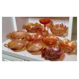 COLLECTION OF MARIGOLD CARNIVAL GLASS ITEMS