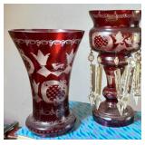 BOHEMIAN RUBY CUT TO CLEAR GLASS