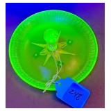 FENTON URANIUM VASELINE GLASS TOPAZ STRETCH DISH